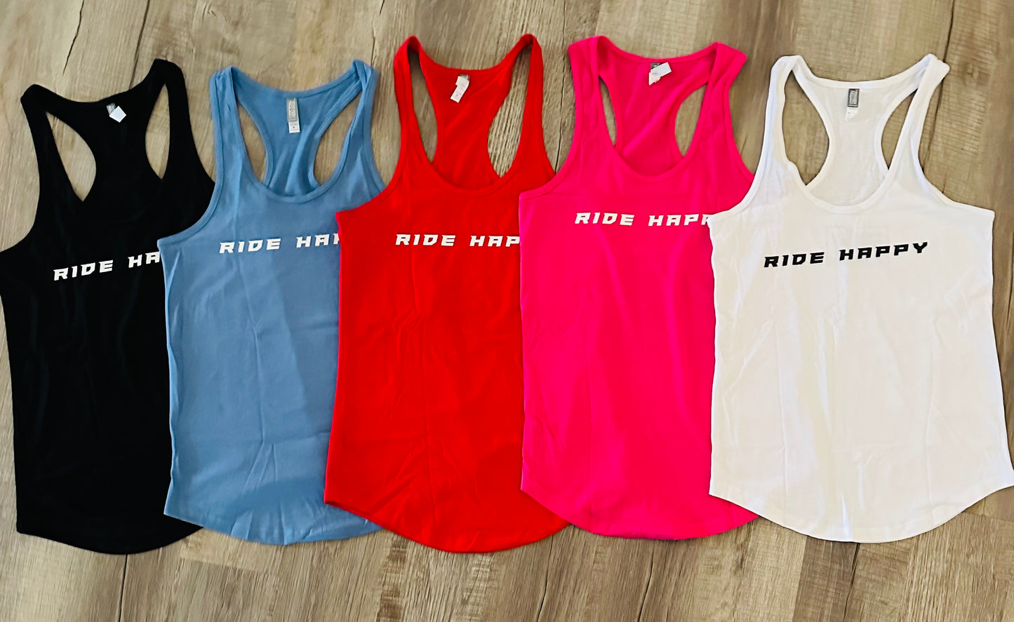 Ride Happy women's racer back tank top