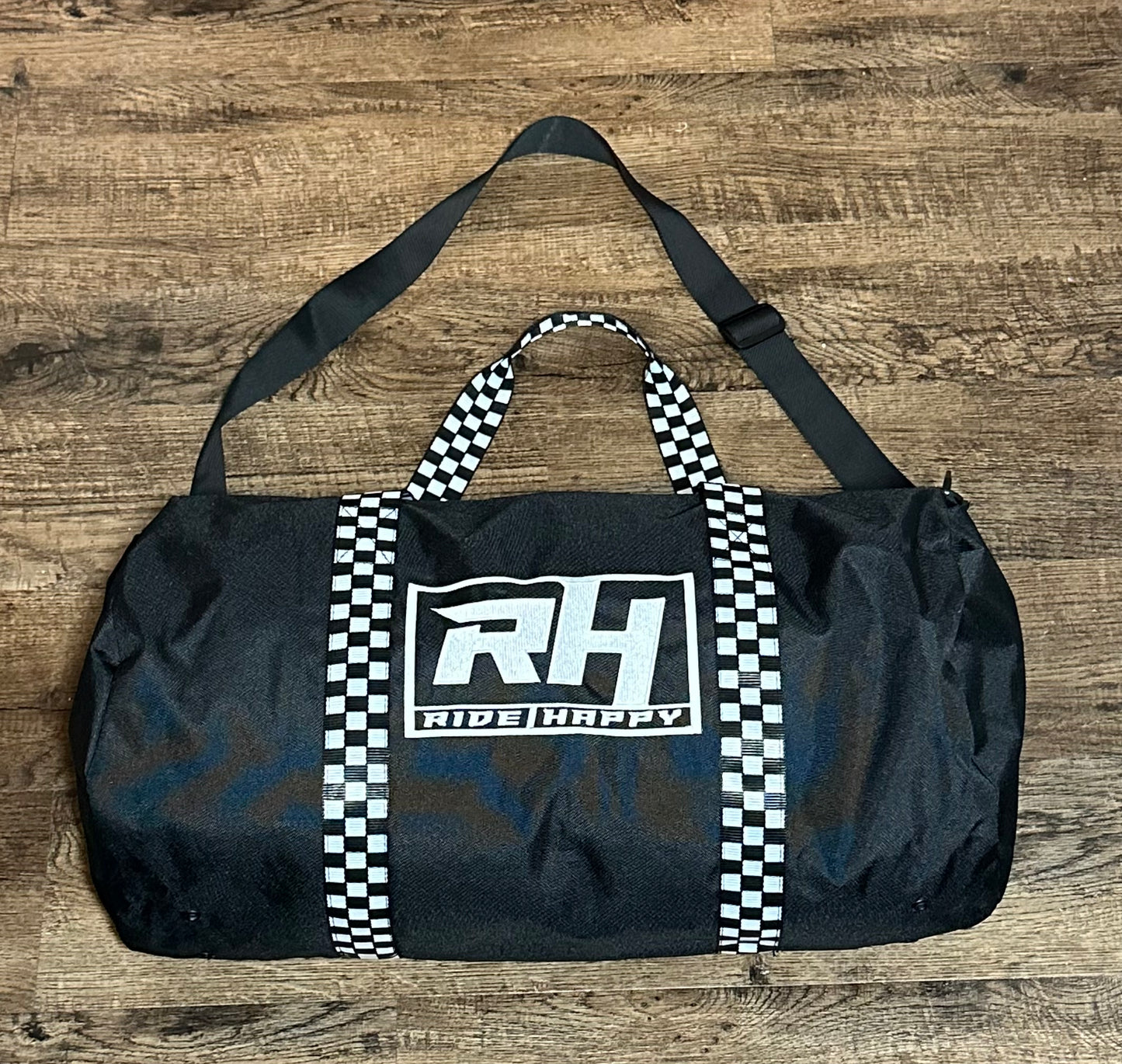 29L Ride Happy checkered duffel bag