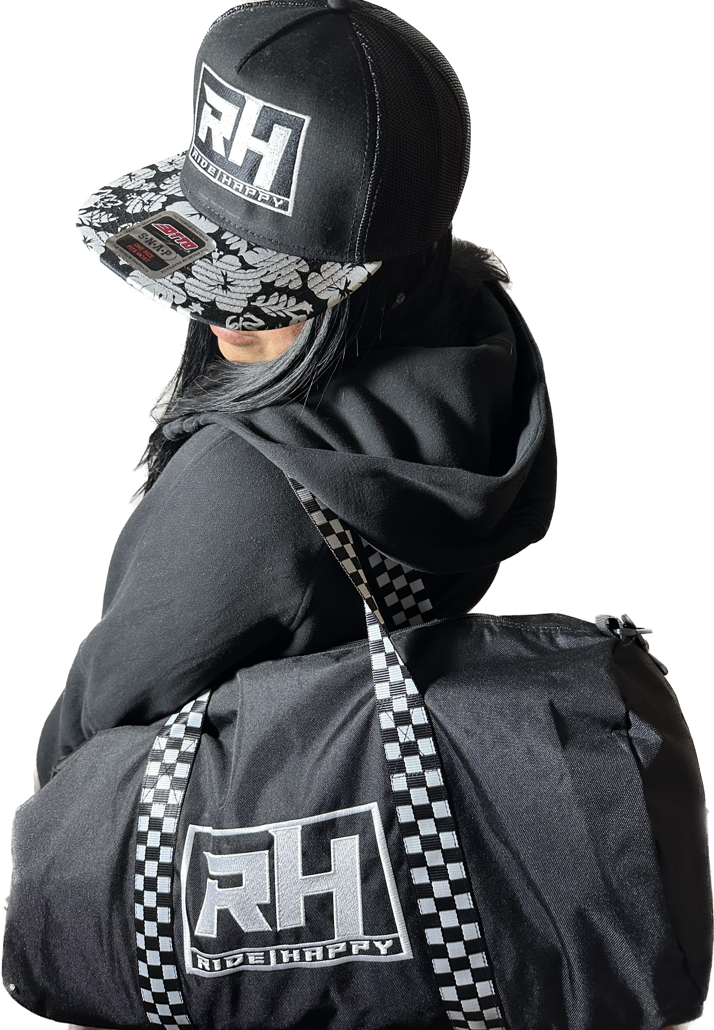 29L Ride Happy checkered duffel bag